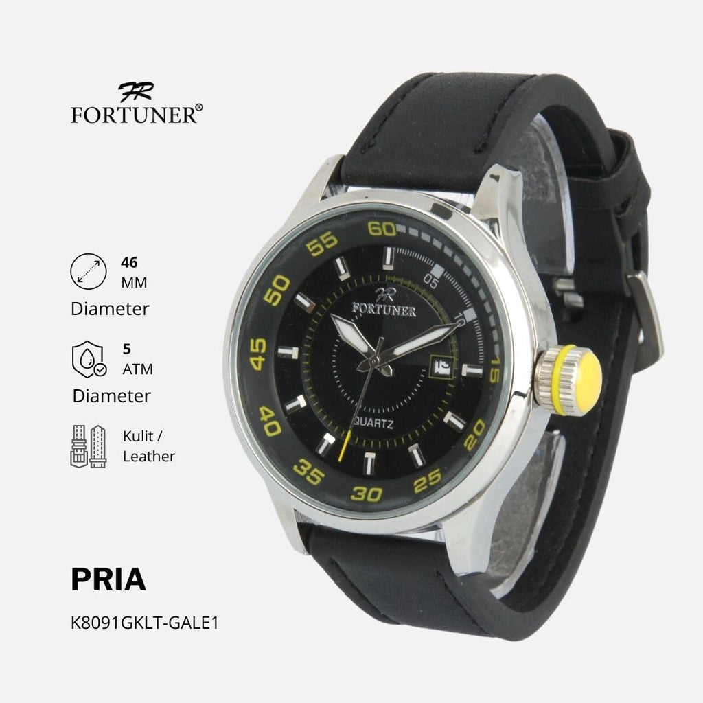 Fortuner Jam Tangan Pria Analog Sport Water Resistant Kulit Bane