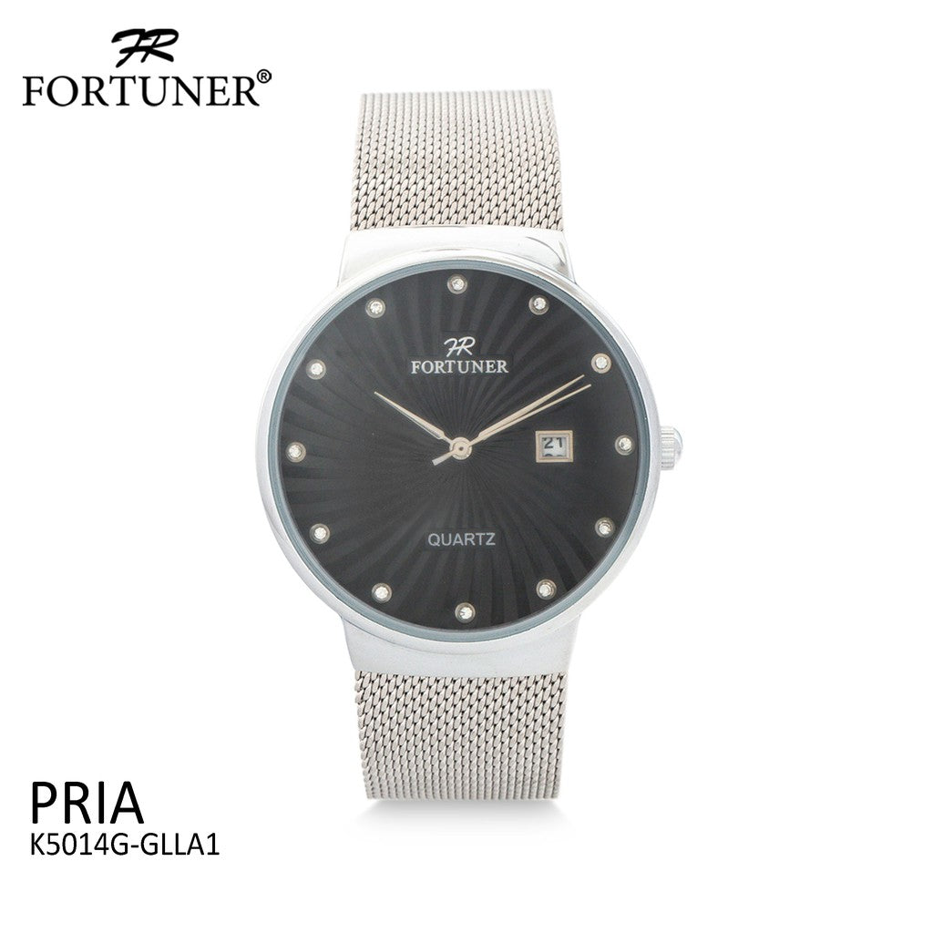 Fortuner Jam Tangan Analog Pria Silver Putih Water Resistant Aeson