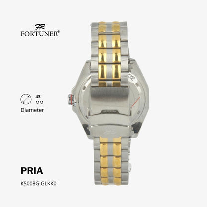 Fortuner Jam Tangan Fashion Pria Analog Water Resistant Rantai Stainless Silver Gold Hagan