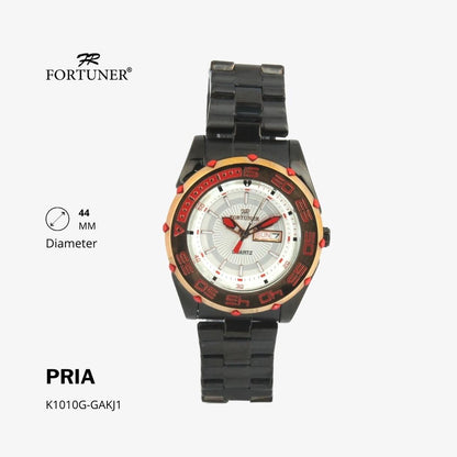 Fortuner Jam Tangan Analog Pria Day-Date Water Resistant Silver Black Bonus Dompet dan Box Exclusive Fairbanks