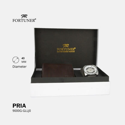 Fortuner Jam Tangan Analog Pria Day-Date Water Resistant Rantai Bonus Dompet dan Box Exclusive Fritz