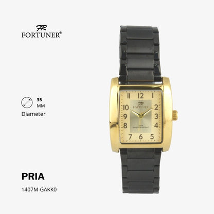 Fortuner Jam Tangan Fashion Pria Analog Water Resistant Rantai Stainless Gold Silver Hitam Heber