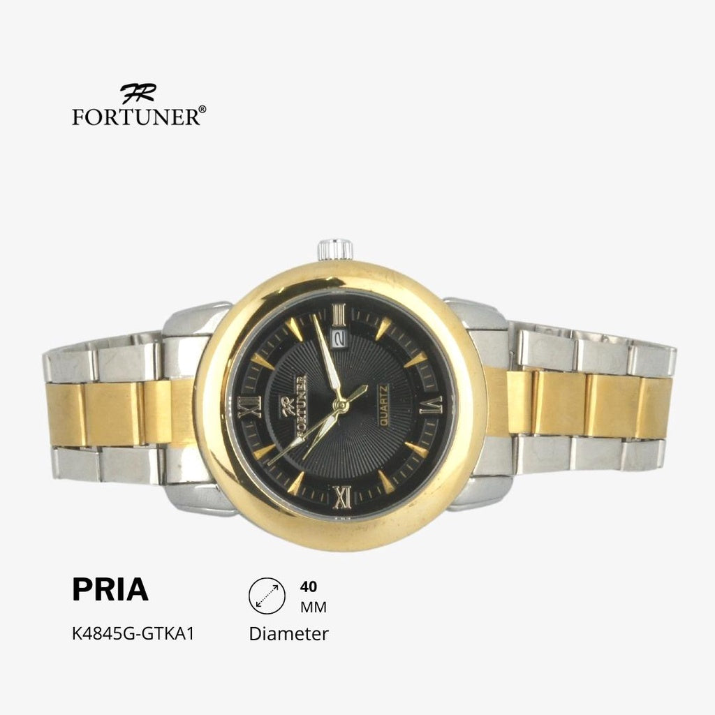 Fortuner Jam Tangan Casual Pria Analog Water Resistant Rantai Stainless Gold Silver Hitam Hilary