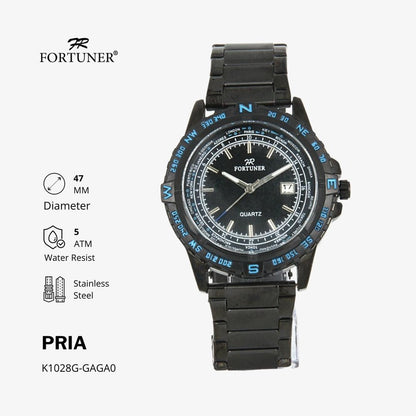 Fortuner Jam Tangan Analog Pria Water Resistant Rantai Waddell