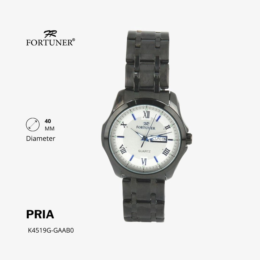 Fortuner Jam Tangan Analog Pria Day-Date Water Resistant Rantai Bonus Dompet dan Box Exclusive Lennox