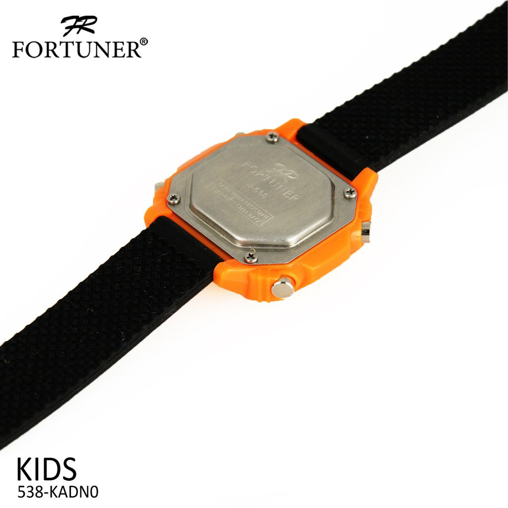 Fortuner Jam Tangan Anak Kids Watch Rubber Black Orange Alfy