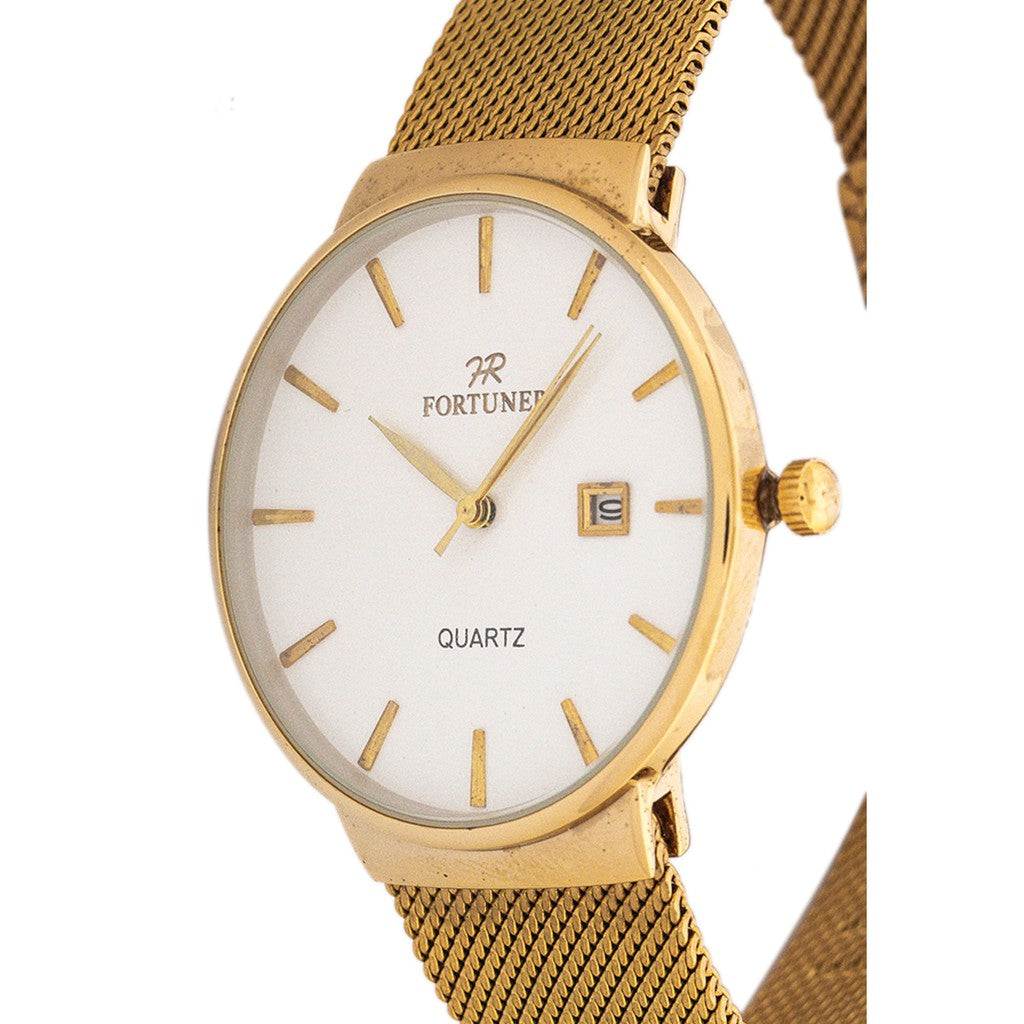 Fortuner Jam Tangan Analog Pria Gold Putih Water Resistant Alan