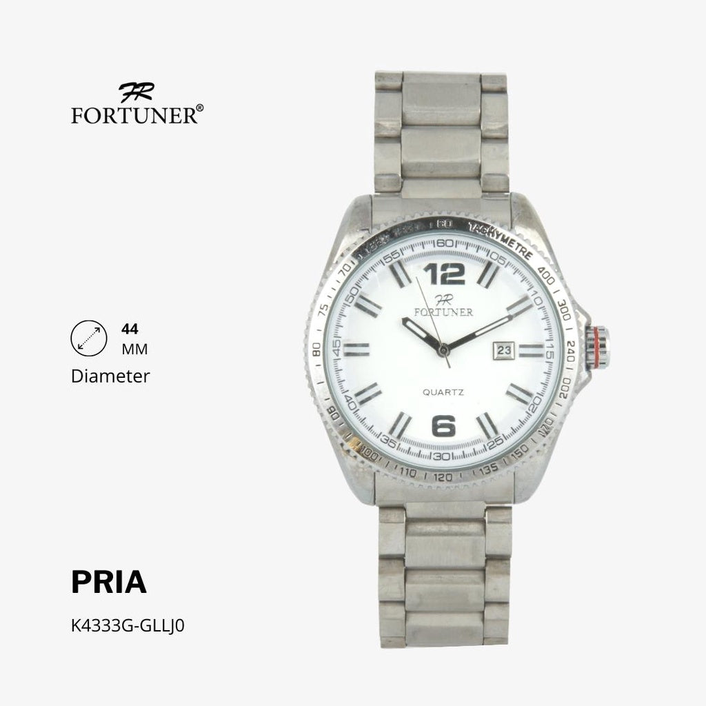 Fortuner Jam Tangan Fashion Pria Analog Water Resistant Rantai Stainless Silver  Hilton