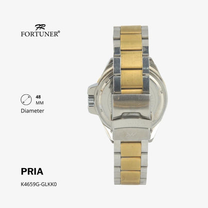 Fortuner Jam Tangan Fashion Business Pria Analog Water Resistant Rantai Stainless Silver Gold Hedrick