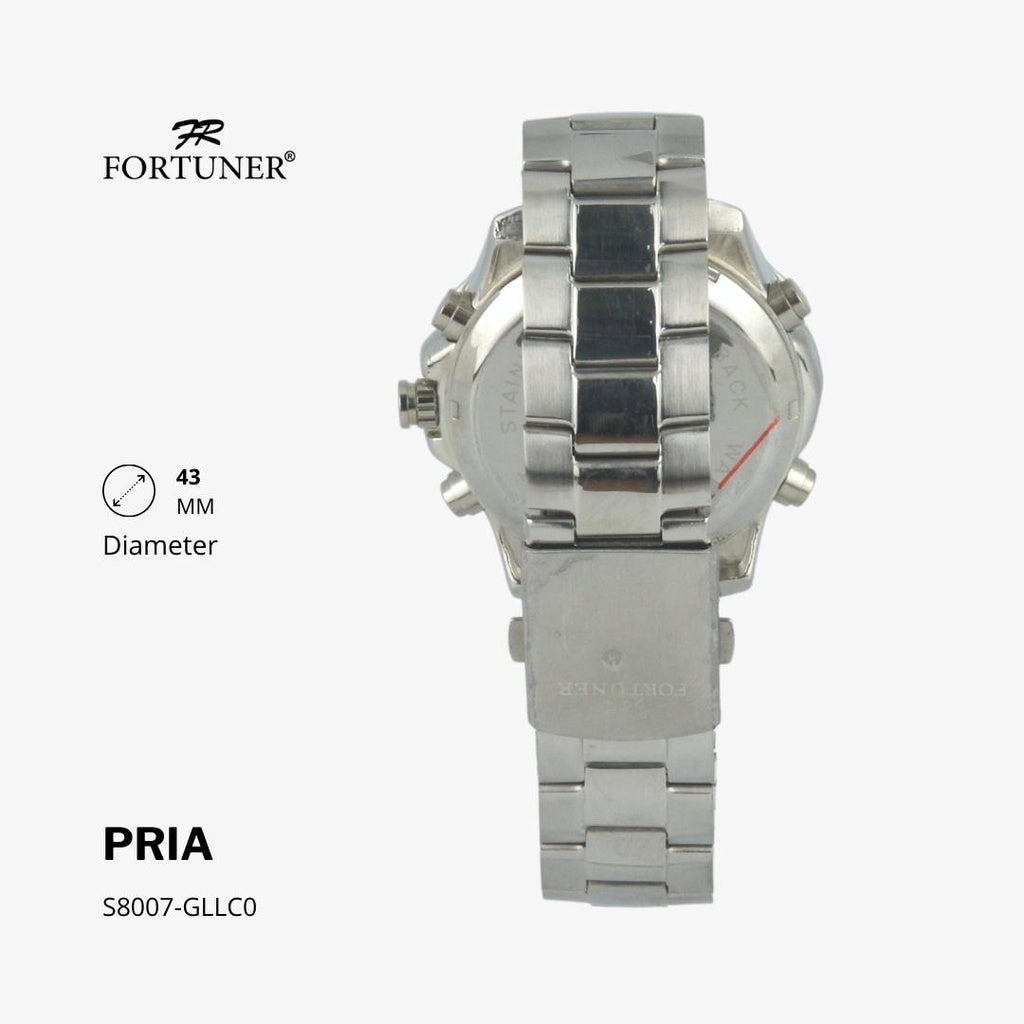 Fortuner Jam Tangan Pria Double Time Silver Black Water Resistant Giov