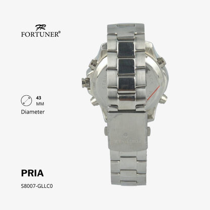 Fortuner Jam Tangan Pria Double Time Silver Black Water Resistant Giov