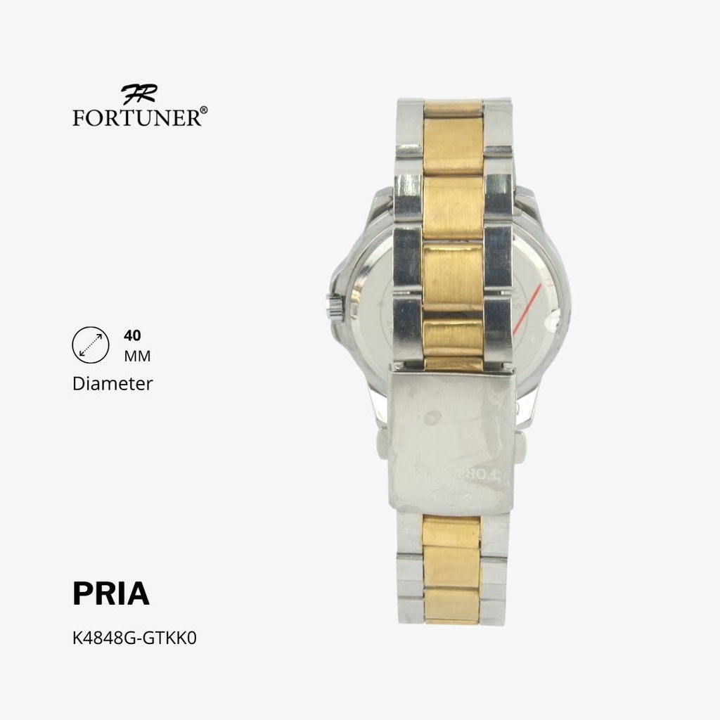 Fortuner Jam Tangan Casual Pria Analog Water Resistant Rantai Stainless Gold Silver Hitam Hoover