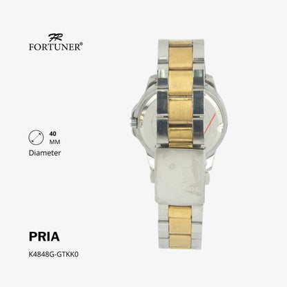 Fortuner Jam Tangan Casual Pria Analog Water Resistant Rantai Stainless Gold Silver Hitam Hoover