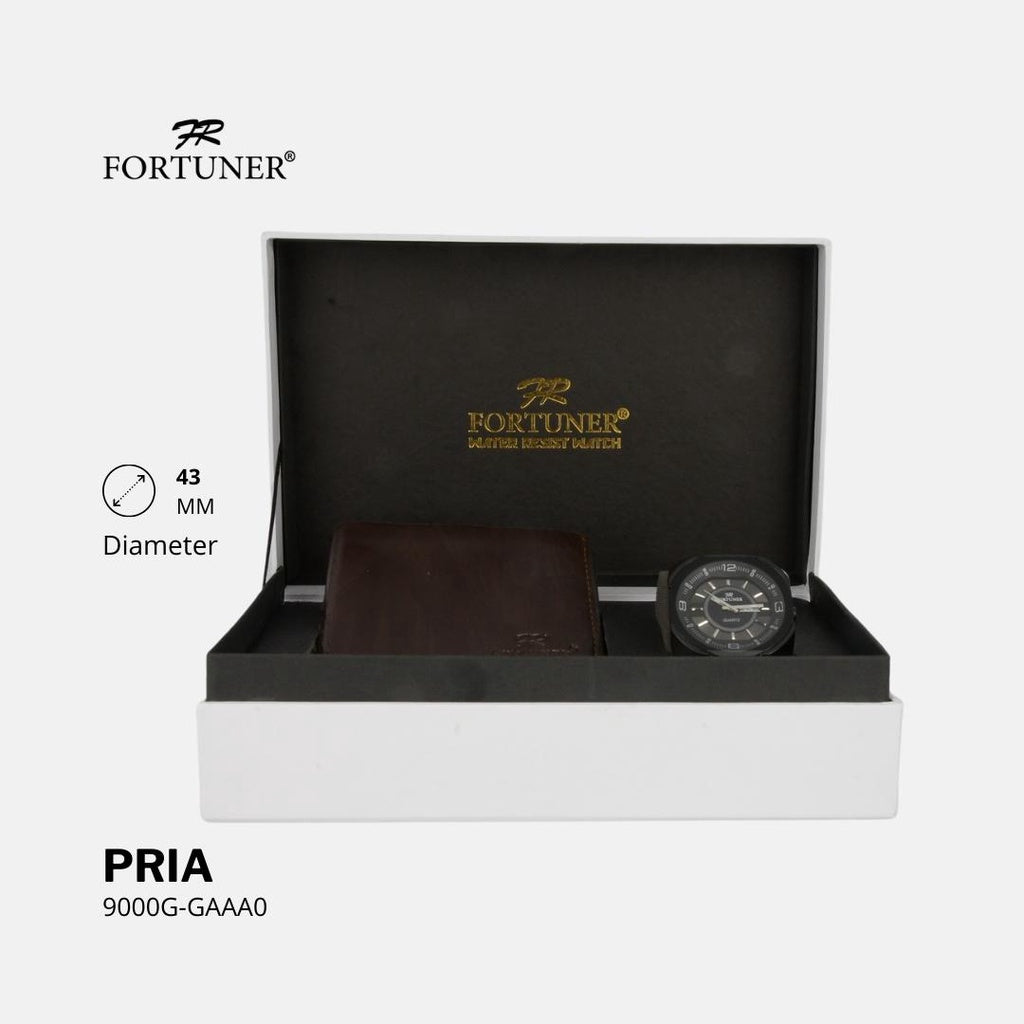 Fortuner Jam Tangan Analog Pria Water Resistant Black Forster