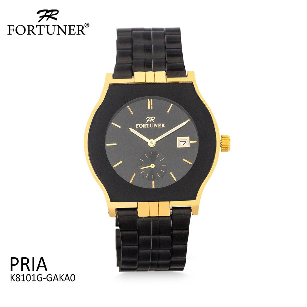 Fortuner Jam Tangan Pria Analog Black Gold Water Resistant Arnet