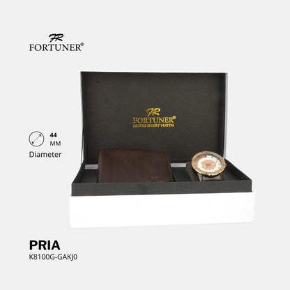 Fortuner Jam Tangan Analog Pria Day-Date Water Resistant Bonus Dompet dan Box Exclusive Fernley