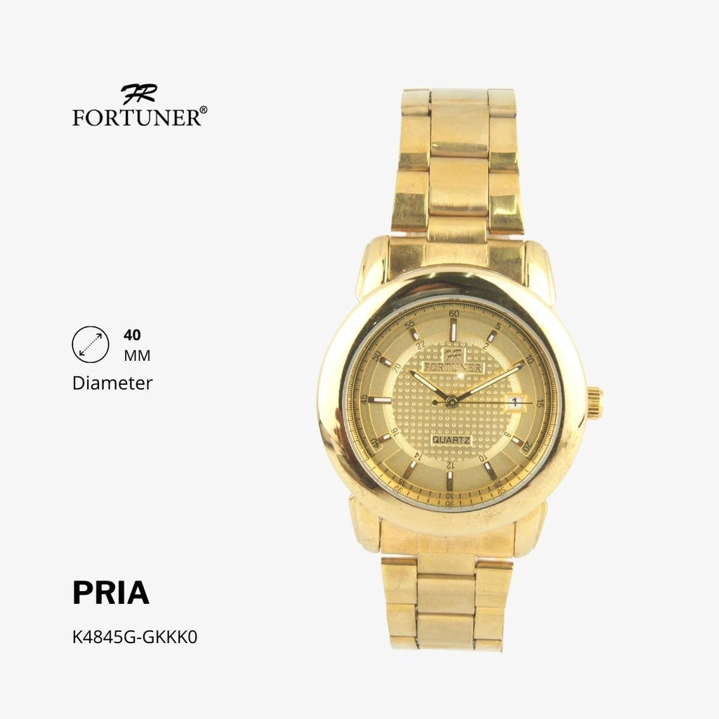 Fortuner Jam Tangan Fashion Pria Analog Water Resistant Rantai Stainless Gold Hilaire