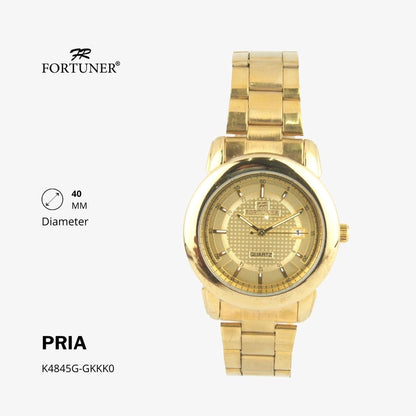 Fortuner Jam Tangan Fashion Pria Analog Water Resistant Rantai Stainless Gold Hilaire