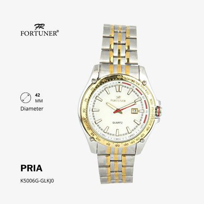 Fortuner Jam Tangan Fashion Pria Analog Water Resistant Rantai Stainless Silver Gold Howland