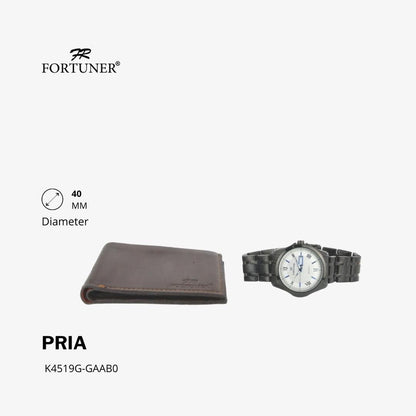 Fortuner Jam Tangan Analog Pria Day-Date Water Resistant Rantai Bonus Dompet dan Box Exclusive Lennox