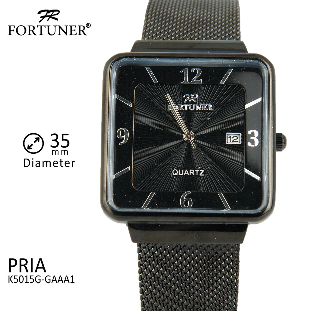 Fortuner Jam Tangan Analog Pria Black Water Resistant Bardolf