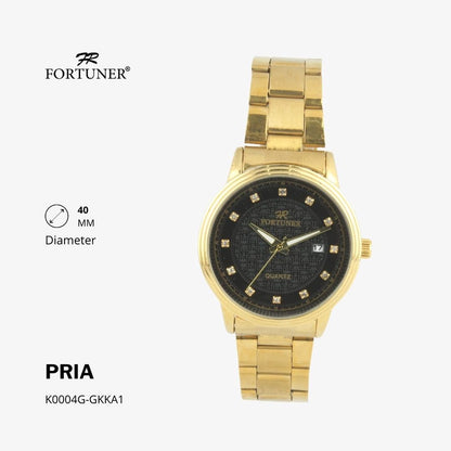 Fortuner Jam Tangan Casual Pria Analog Water Resistant Rantai Stainless Gold Silver Hitam Hoover