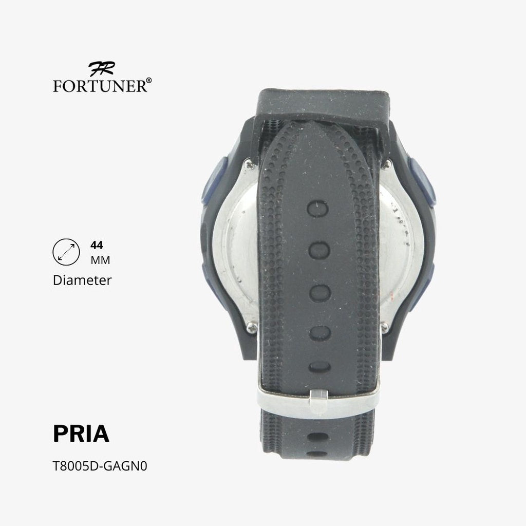 Fortuner Jam Tangan Digital Pria Black Water Resistant Rubber Gustavo