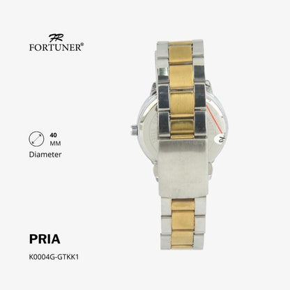 Fortuner Jam Tangan Casual Pria Analog Water Resistant Rantai Stainless Gold Silver Hitam Hoover