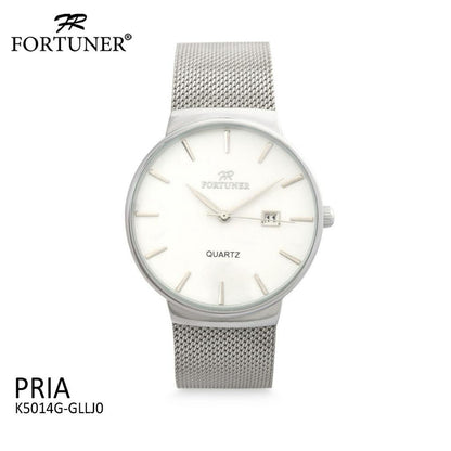 Fortuner Jam Tangan Analog Pria Rantai Stainless Water Resist Tahan Air K5014G Silver - White