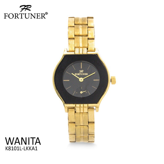 Fortuner Jam Tangan Wanita Analog Gold Black Water Resistant Asta