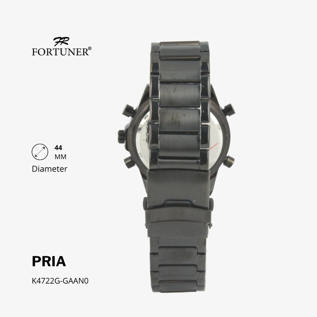 Fortuner Jam Tangan Casual Pria Analog-Digital Water Resistant Rantai Stainless Hitam Haily