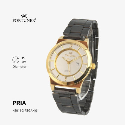 Fortuner Jam Tangan Analog Pria Water Resistant Silver Gold Rantai Harvy