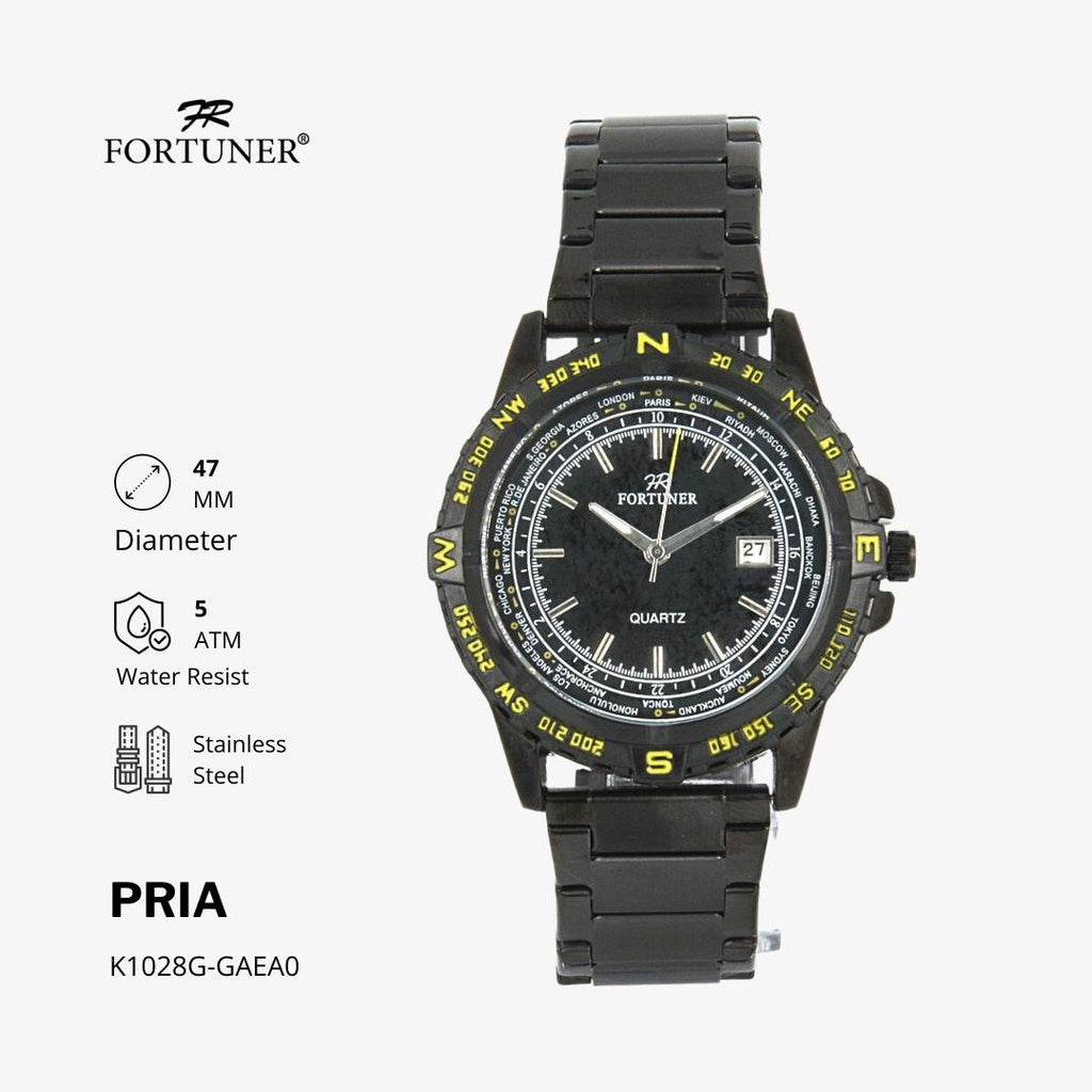 Fortuner Jam Tangan Analog Pria Water Resistant Rantai Waddell