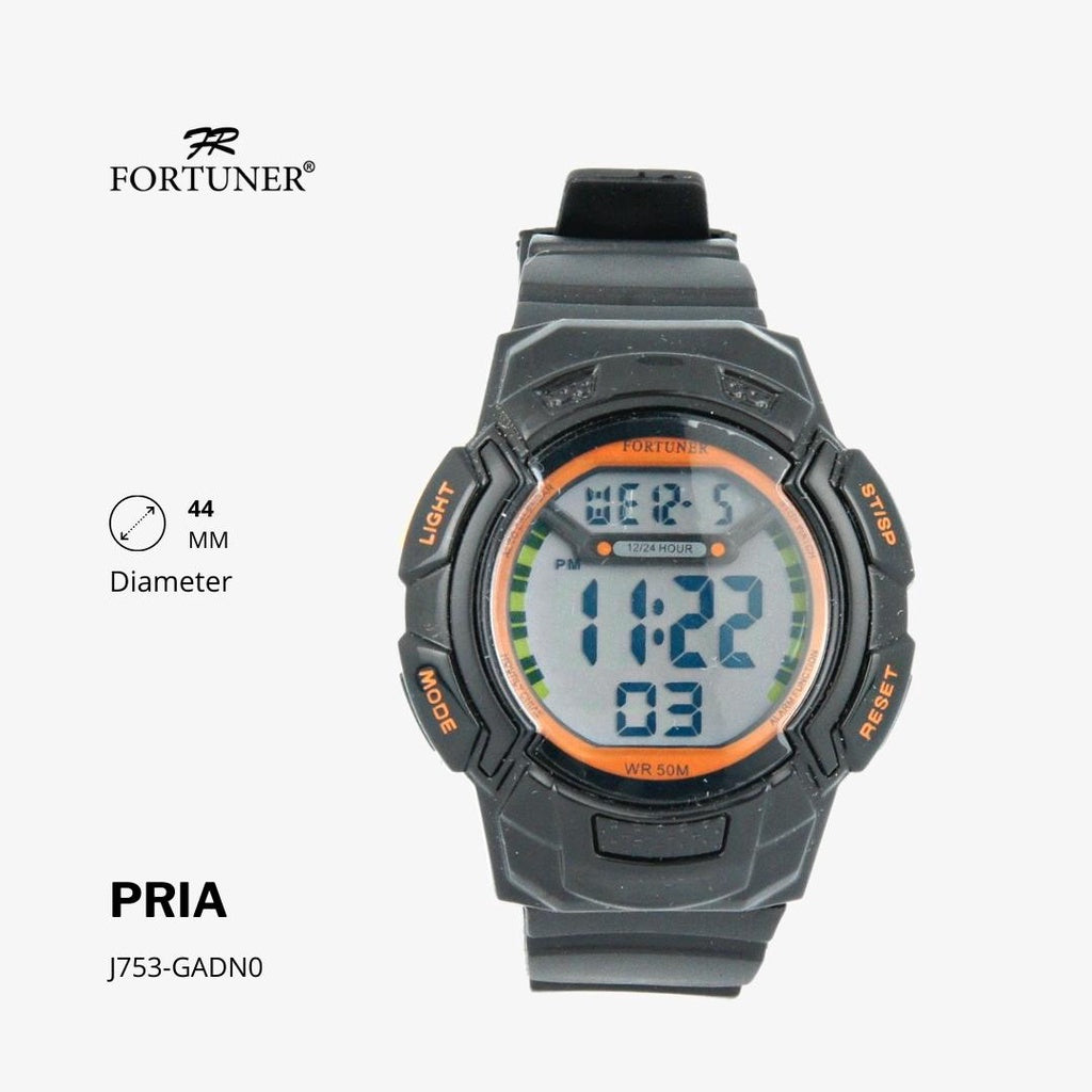 Fortuner Jam Tangan Sport Digital Pria Black Water Resistant Rubber Garrett