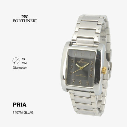 Fortuner Jam Tangan Fashion Pria Analog Water Resistant Rantai Stainless Gold Silver Hitam Heber