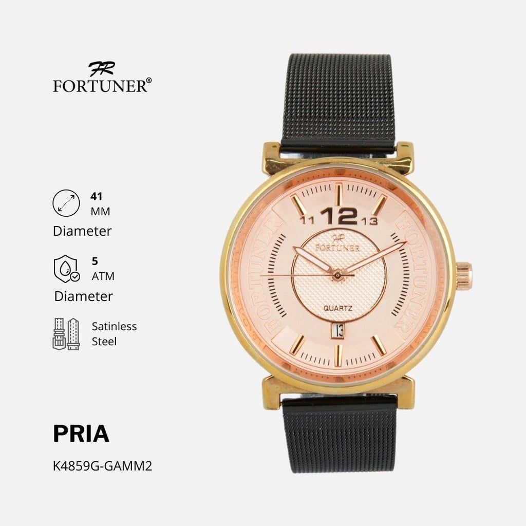 Fortuner Jam Tangan Pria Analog Fashion Water Resistant Milanese Bevvin