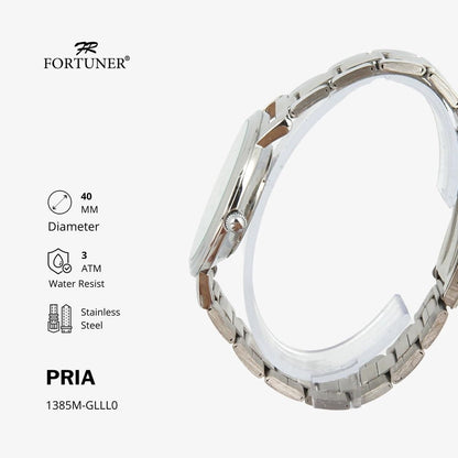 Fortuner Jam Tangan Water Resist / Tahan Air Pria Analog Rantai Stainless Black