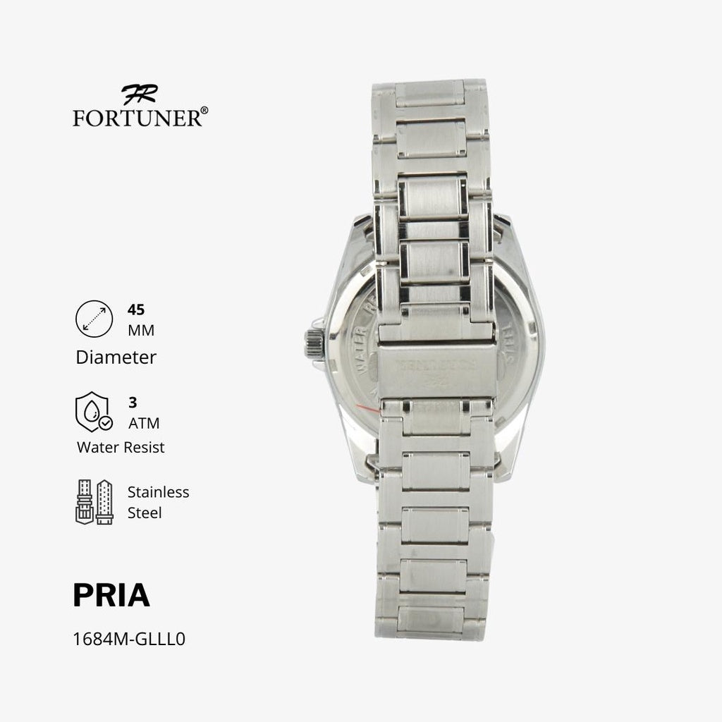 Fortuner Jam Tangan Stainless Pria Analog Klasik Water Resist Silver