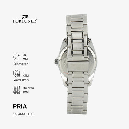 Fortuner Jam Tangan Stainless Pria Analog Klasik Water Resist Silver