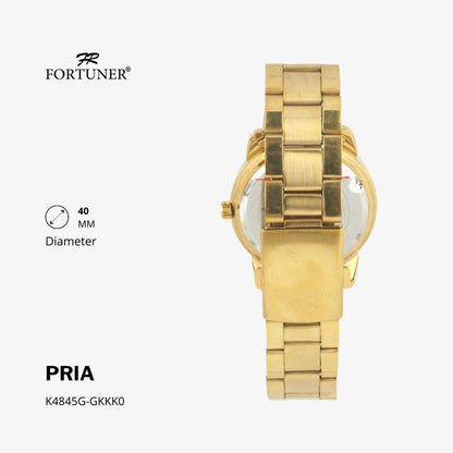 Fortuner Jam Tangan Fashion Pria Analog Water Resistant Rantai Stainless Gold Hilaire