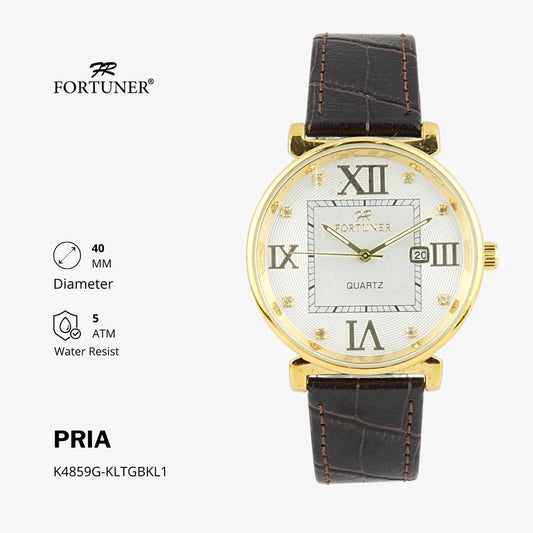 Fortuner Jam Tangan Analog Pria Kulit Klasik Romawi Water Resistant Axel