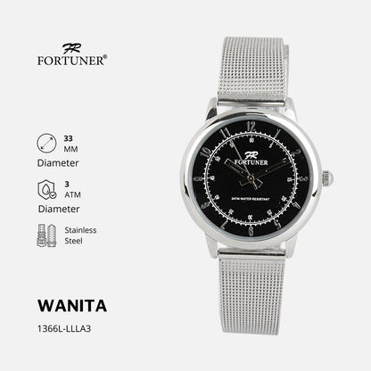 Fortuner Jam Tangan Couple Analog Water Resistant Rantai Pasir Milanese Arnett