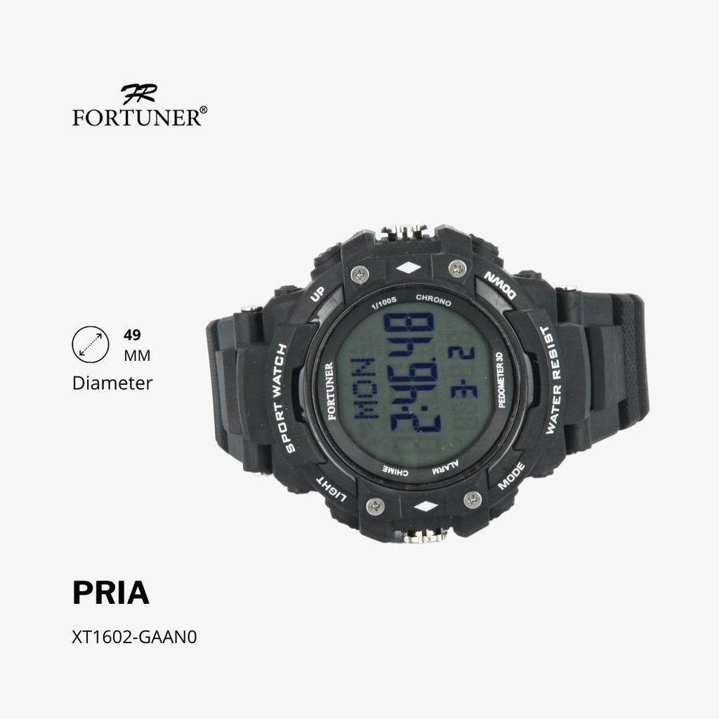 Fortuner Jam Tangan Sports Watch Digital Chrono Pria Black Water Resistant Rubber George