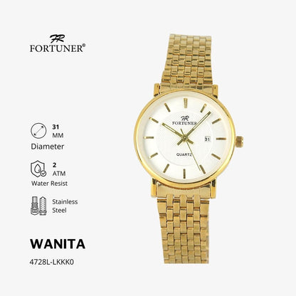 Fortuner Jam Tangan Wanita Analog Rantai Arloji Cewek Klasik Water Resist Rantai Zeyanka