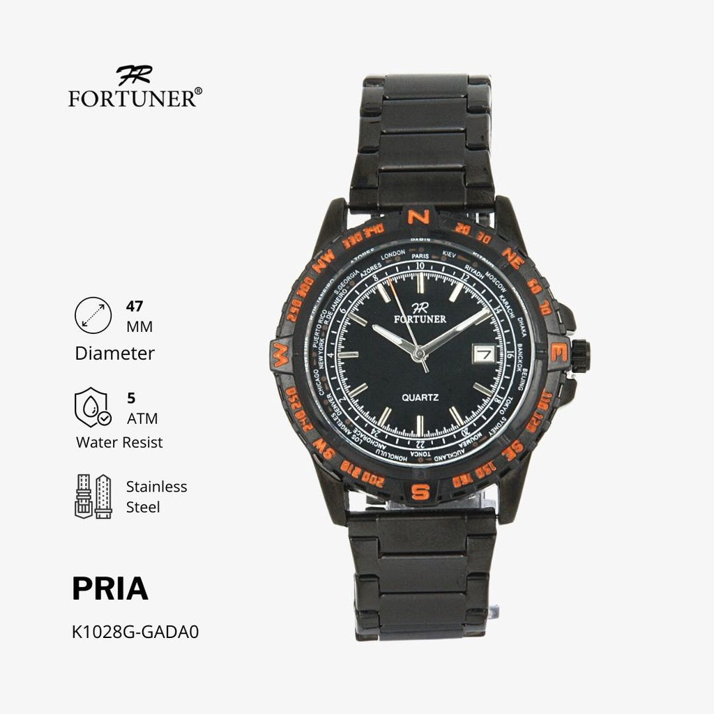 Fortuner Jam Tangan Analog Pria Water Resistant Rantai Waddell