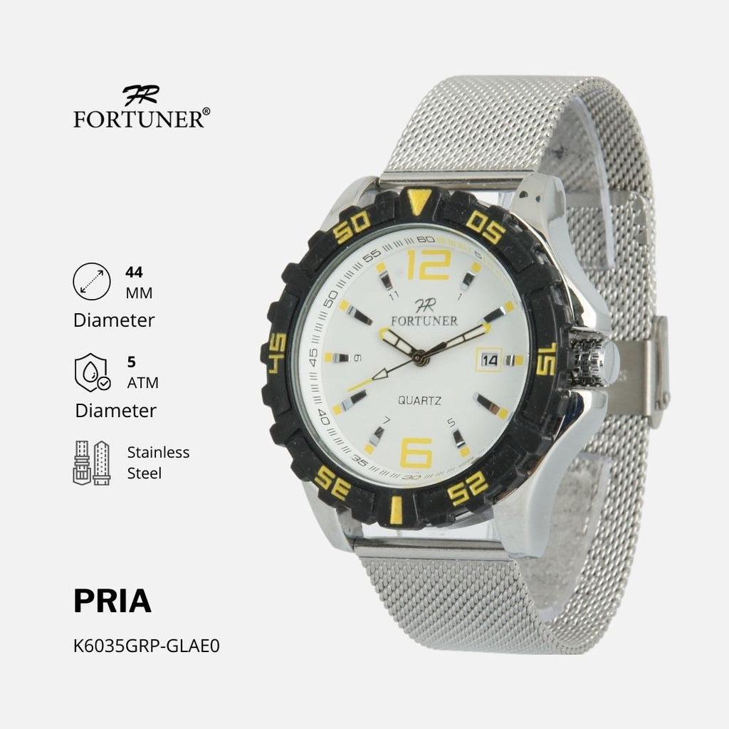 Fortuner Jam Tangan Pria Analog Strap Stainless Rantai Pasir Vitus