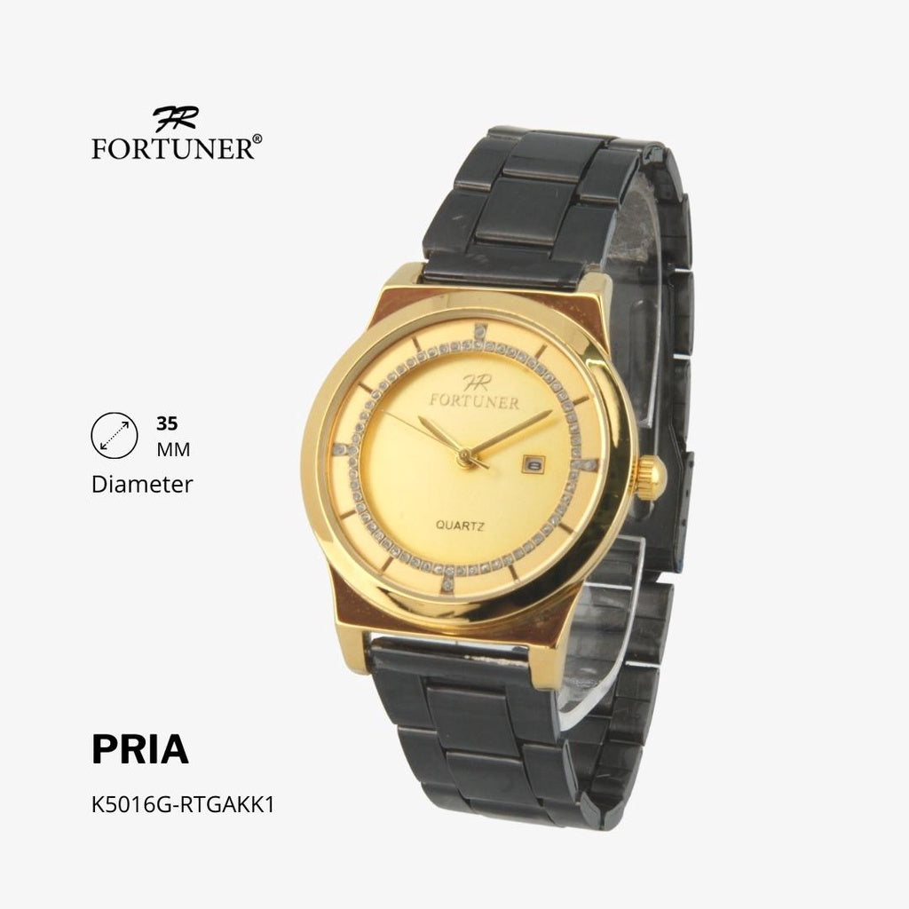 Fortuner Jam Tangan Analog Pria Water Resistant Silver Gold Hervey