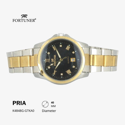 Fortuner Jam Tangan Casual Pria Analog Water Resistant Rantai Stainless Gold Silver Hitam Hoover