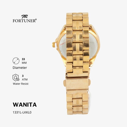 Fortuner Jam Tangan Analog Wanita Hitam Water Resistant Rantai Aurora