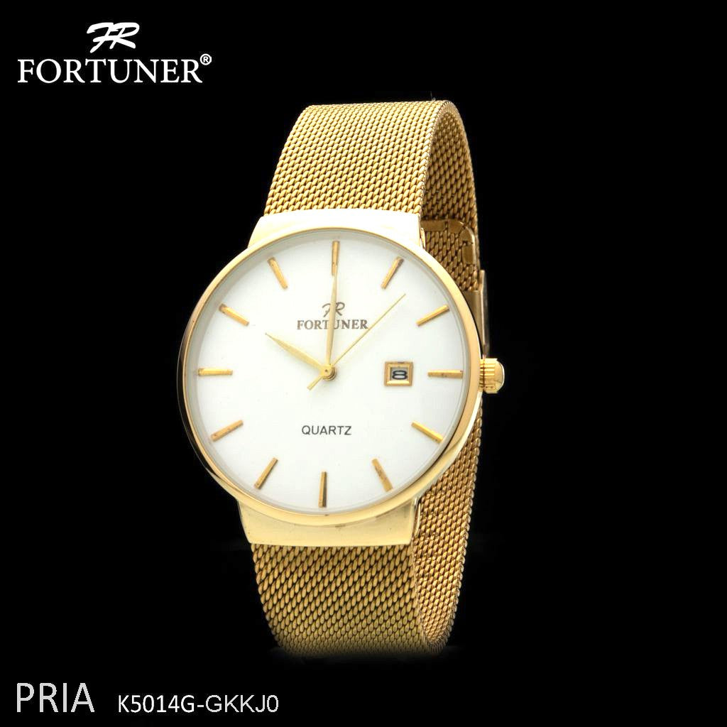 Fortuner Jam Tangan Analog Pria Gold Putih Water Resistant Alan